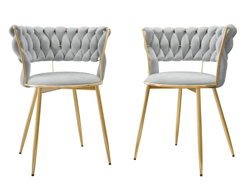Komplet dwóch nowoczesnych krzeseł MIRJAN 24 Muz DC-1141 szary + złoty 2 szt.