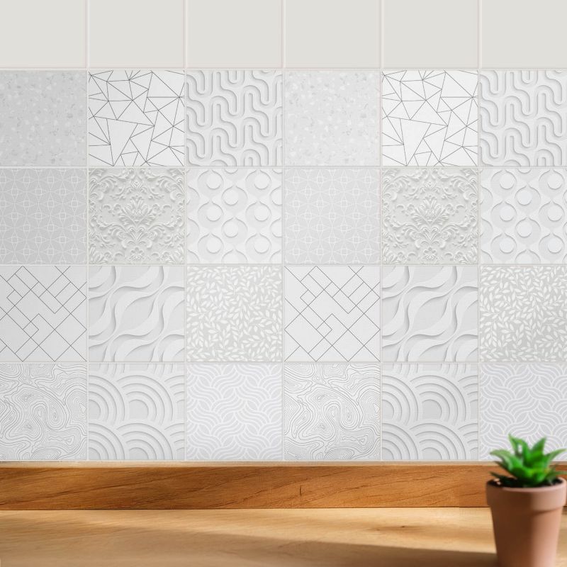 Samoprzylepna naklejka na kafle Wallfluent 15x15 cm Formy i fale 3D wodoodporne 24 szt.