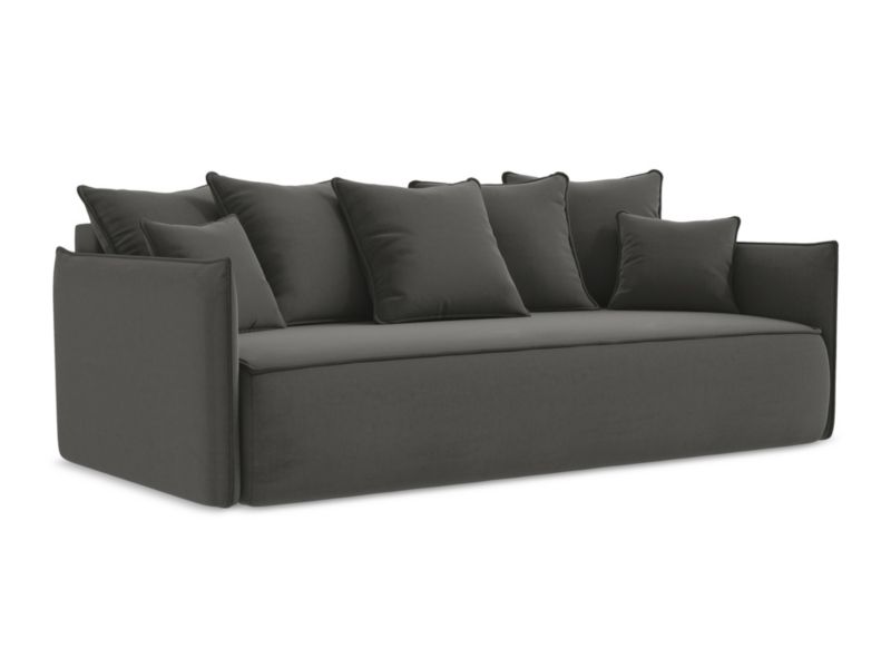 Kanapa 3-osobowa z funkcją spania LaMiaSofa GARDA z tkaniny welwetowej 225x105 cm stalowy 1 szt.