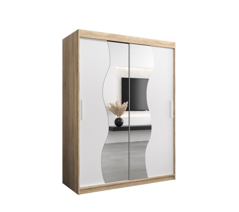 Szafa przesuwna Garderoba Abiks MADRYT 150 dąb sonoma +biały mat 1 szt.