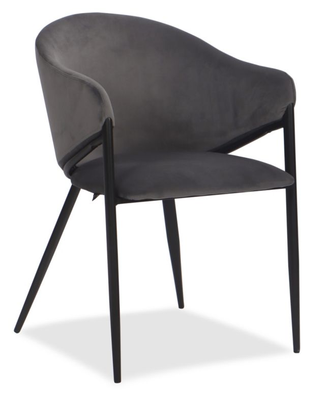 Krzesło tapicerowane New Home GLAMOUR szare welurowe z podłokietnikami 1 szt.