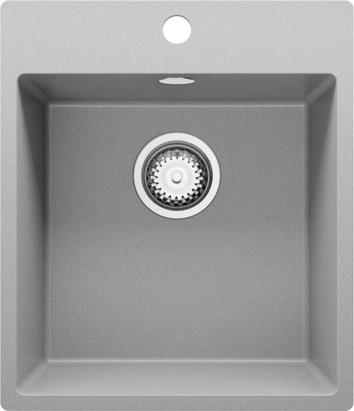 Zlewozmywak Ryga PRIMAGRAN Nablatowy 43x50cm do szafki od 45cm, Szary + Syfon, S129, 1 szt.