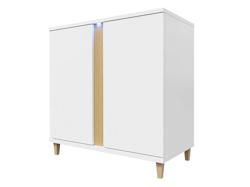 Komoda MIRJAN 24 Marco 90 biały + biały połysk + okleina naturalna 1 szt.