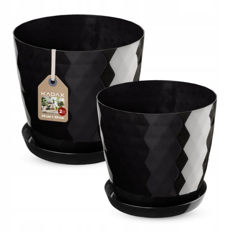 Doniczka KADAX + Podstawka Czarna Zestaw 25+30cm 1 szt.