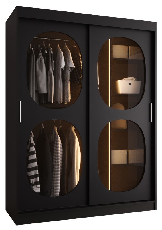 Szafa przesuwna z lustrem Garderoba Abiks BAHRAJN 2 150 czarny + LED 1 szt.