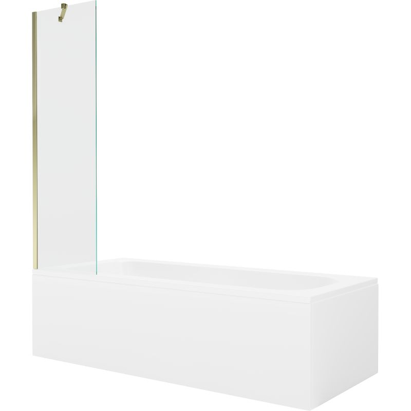 Wanna prostokątna Mexen Vega 180 x 80 cm z obudową i parawanem 1-skrzydłowym 50 cm transparent złoty 1 kpl.
