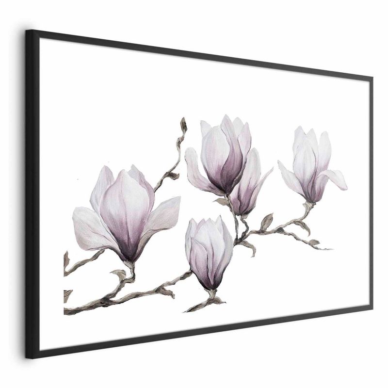 Plakat Artgeist Malowane magnolie 60x40 cm z ramą czarną 1 szt
