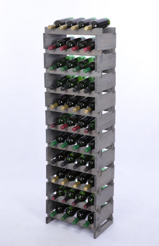 Stojak na wino MODO24 regał modułowy na butelki 11 leżni x 4 butelki montaż bez narzędzi impregnacja szara 1 szt.