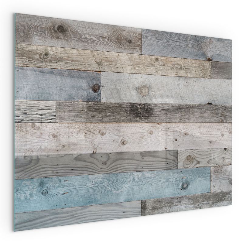 Szklana Podkładka Pod Kominek Prostokąt Wallfluent 80x60 cm Drewniane deski w wielu tonacjach 1 szt.