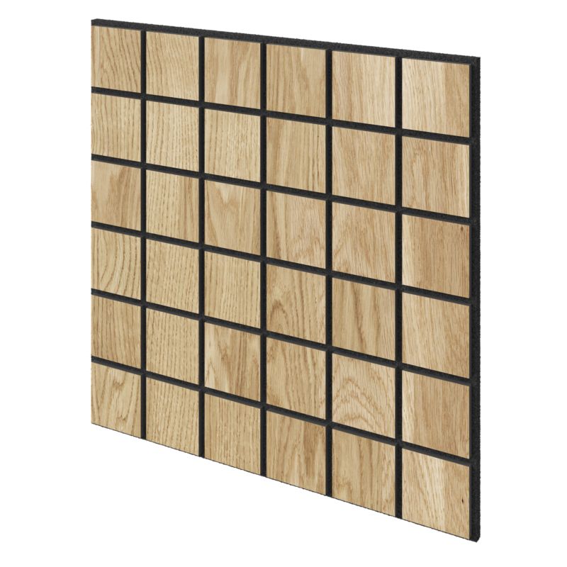 Kwadratowe panele akustyczne - Fornir dębowy - LAMELE3D - 1 szt.