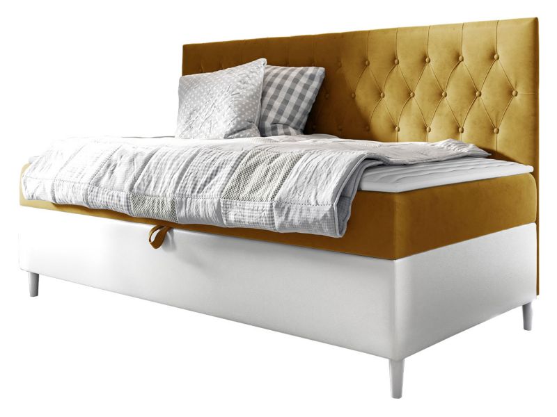 Łóżko kontynentalne MIRJAN 24 Filip Junior 2 80x200 biała ekoskóra/musztardowy 1 szt.