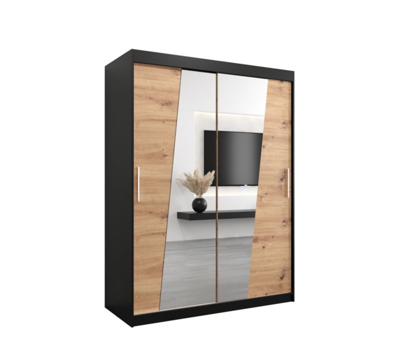 Szafa przesuwna Garderoba Abiks RHOMB 150 czarny mat + dąb artisan 1 szt.