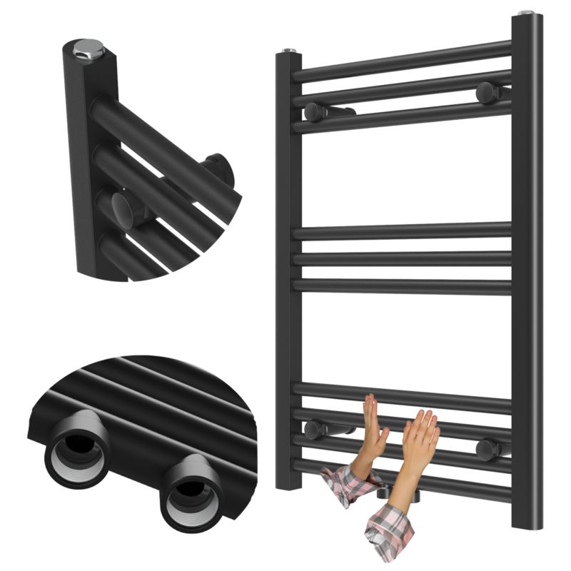 Grzejnik Łazienkowy Granitan Raven 70/60cm Czarny Kaloryfer Drabinkowy 1kpl.