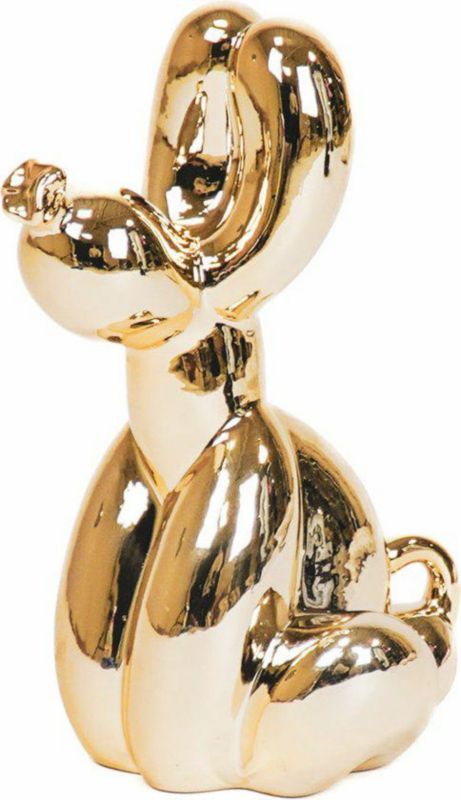 Figurka dekoracyjna pies balon INTESI nowoczesna złoty 24 cm do salonu na komodę 1 szt.