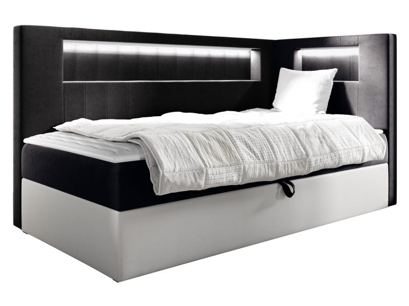 Łóżko kontynentalne MIRJAN 24 Gold Junior 3 90x200, Strona: Prawa biała ekoskóra/czarny 1 szt.