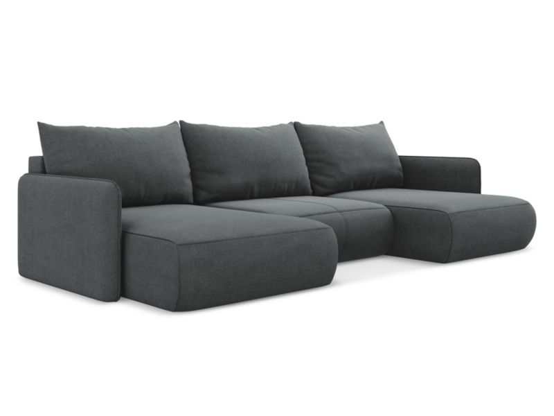 Sofa panoramiczna z funkcją spania LaMiaSofa PALERMO z tkaniny strukturalnej 290x148 cm szary 1 szt.