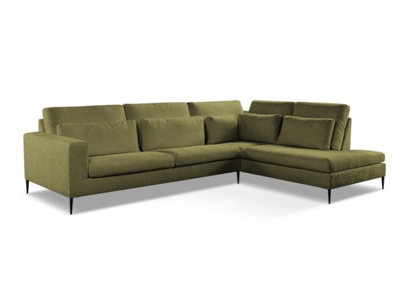 Narożnik prawostronny LaMiaSofa DIANO z tkaniny szenilowej 314x222 cm oliwkowy 1 szt.