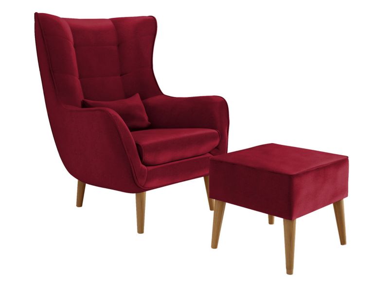 Fotel MIRJAN 24 Estjano z podnóżkiem wiśniowy 1 szt.