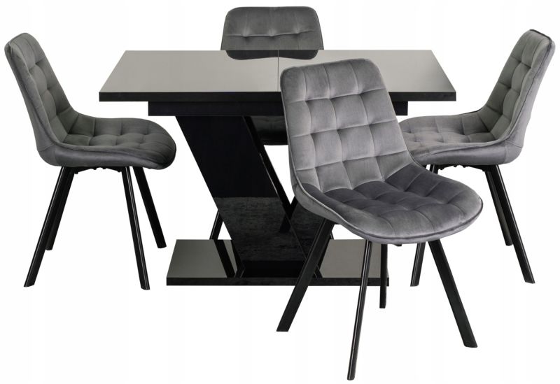 Zestaw Mebel Elite Stół Clark Czarny Rozkładany z 4 Krzesłami Do Salonu 1 szt