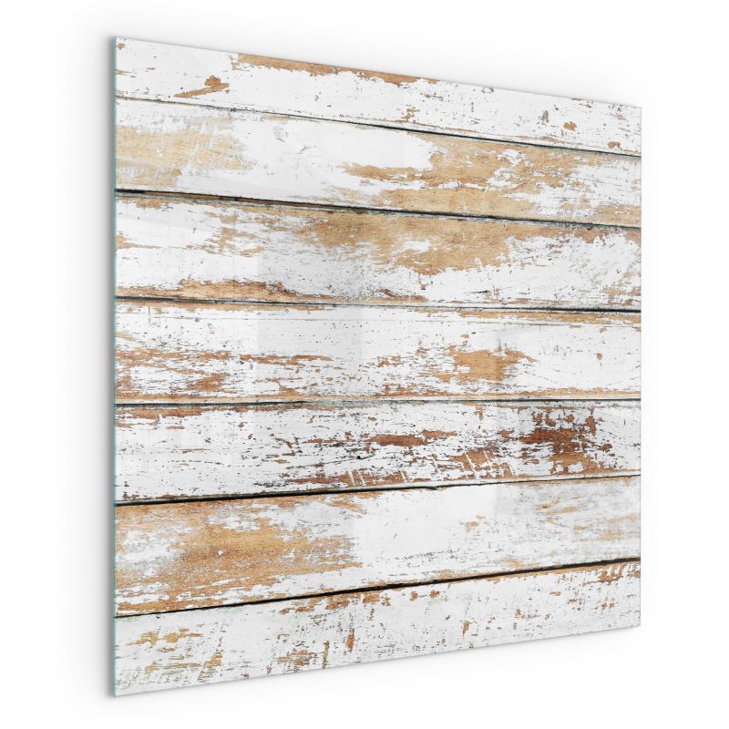 Szklana Podkładka Pod Kominek Kwadrat Wallfluent 50x50 cm Postarzane drewniane deski 1 szt.