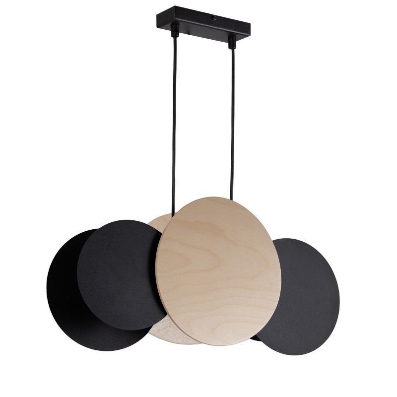 Lampa wisząca Sigma Lighting Tola 8146 jasne drewno-czarna dekoracyjna 3xE27 x 1 szt.