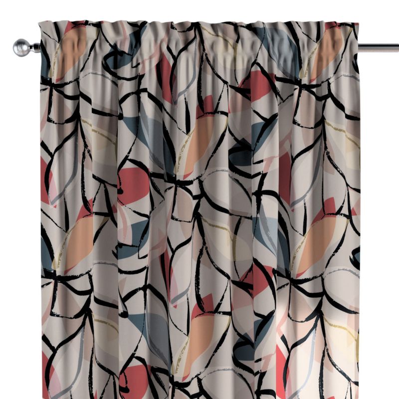 Zasłona na kanale z grzywką 1 szt. 130 x 260 cm Dekoria różowo-szare motywy roślinne 1 szt.