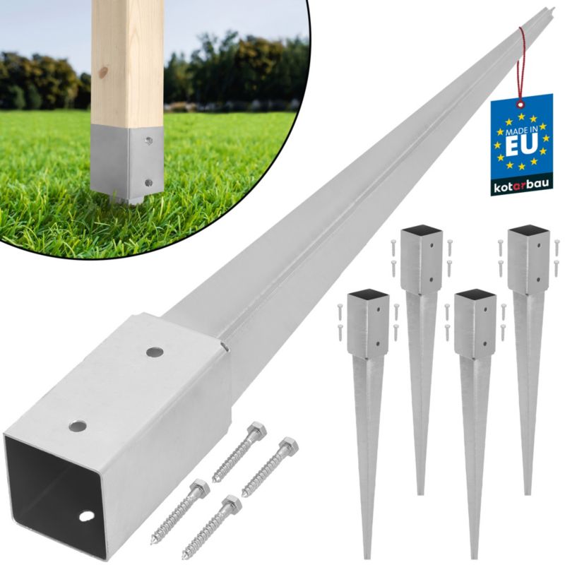 Podstawa słupa KOTARBAU kotwa wbijana do ziemi stalowa 50x50x600 mm 4 szt.