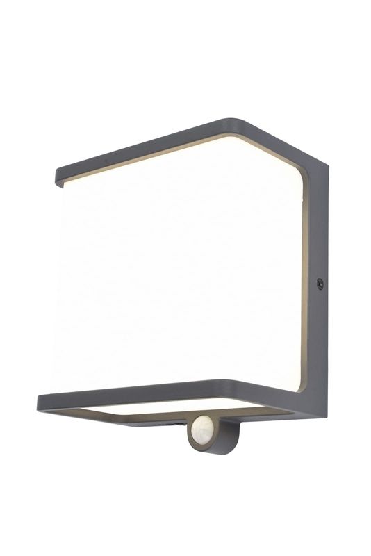 Kinkiet zewnętrzny z czujnikiem Lutec Doblo szaro-biały LED 12W 4000K 1000lm IP44 wym: 17 x 15 x 9 cm aluminium - 1 szt.