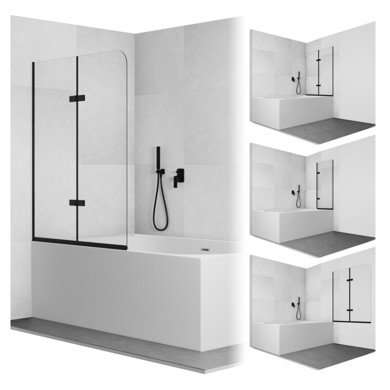 Parawan nawannowy SEVANTE KARIM 140x100 cm dwuczęściowy składany czarny 1 szt.