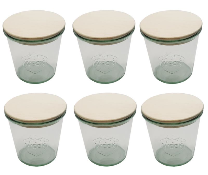 Słoiki MODO24 Weck 580 ml fi 100 mold drewniane wieka 6 kpl.