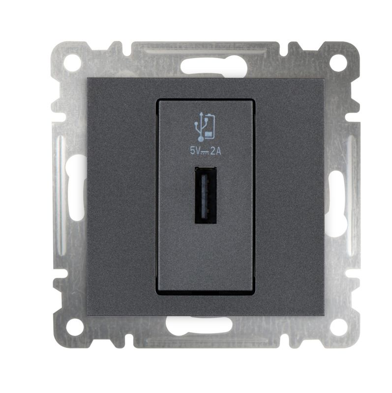 Gniazdo USB pojedyncze Makel Karea antracyt