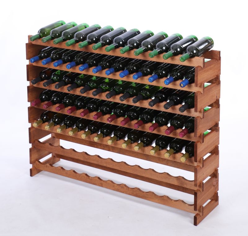 Stojak na wino MODO24 regał modułowy na butelki 7 leżni x 12 butelek montaż bez narzędzi impregnacja brązowa 1 szt.