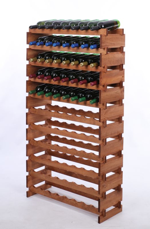 Stojak na wino MODO24 regał modułowy na butelki 11 leżni x 8 butelek montaż bez narzędzi impregnacja brązowa 1 szt.