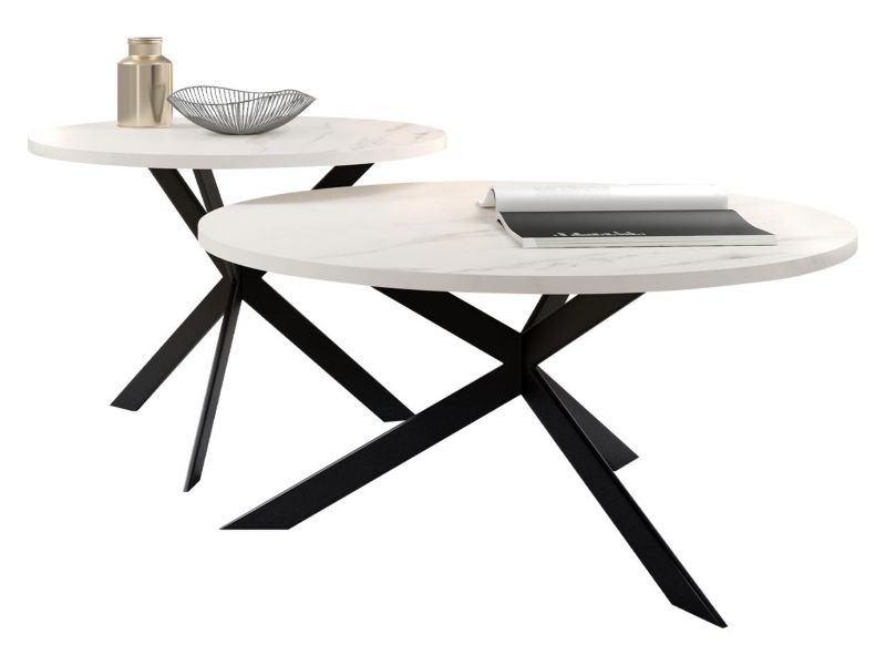 Zestaw 2 stolików kawowych MIRJAN 24 Libre marmur bianco 2 szt.