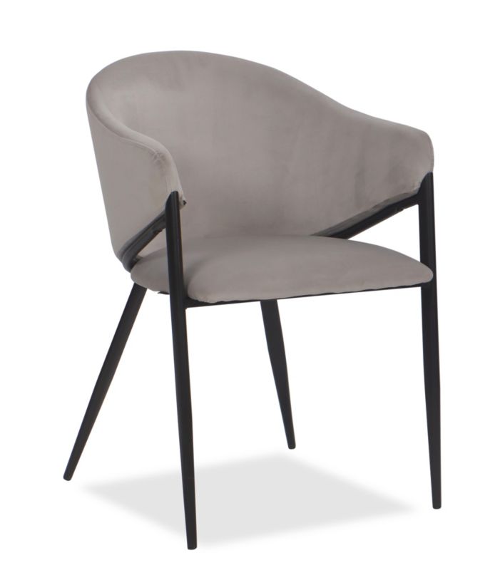 Krzesło tapicerowane New Home GLAMOUR jasnoszare welurowe z podłokietnikami 1 szt.