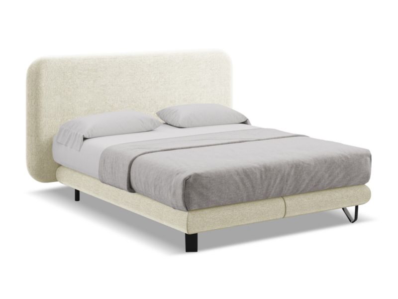 Łóżko LaMiaSofa Ilima z tkaniny szenilowej 160x200 beżowy 1 szt.