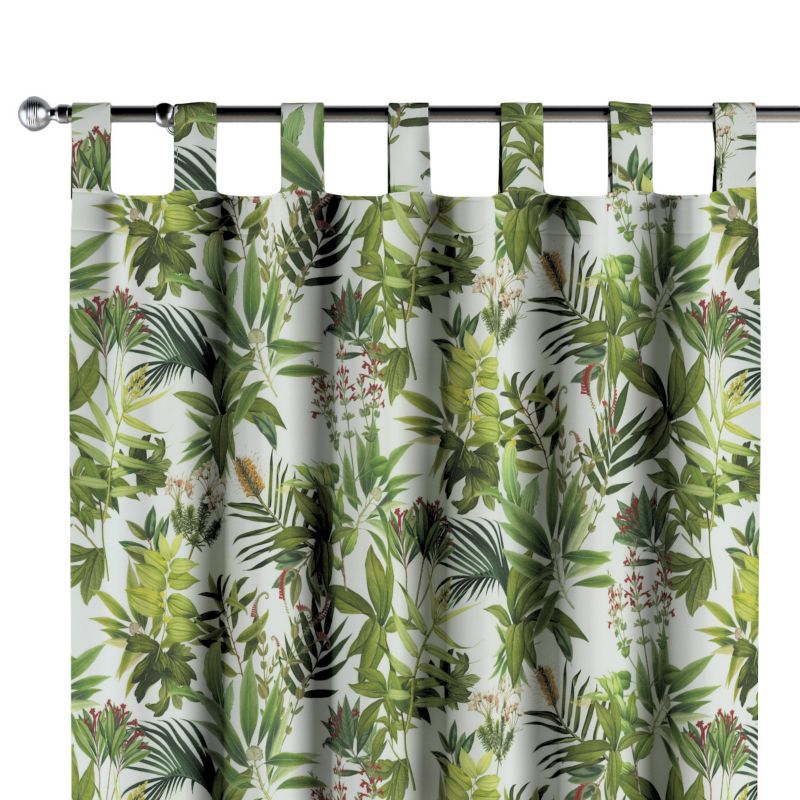Zasłona na szelkach 1 szt. 130 x 245 cm Dekoria zielono-czerwona roślinność na białym tle 1 szt.