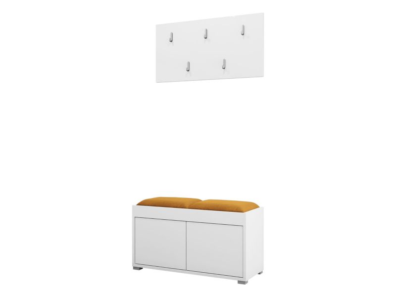 Garderoba MIRJAN 24 z siedziskiem Gesita VII biały melonowy plusz 1 szt.