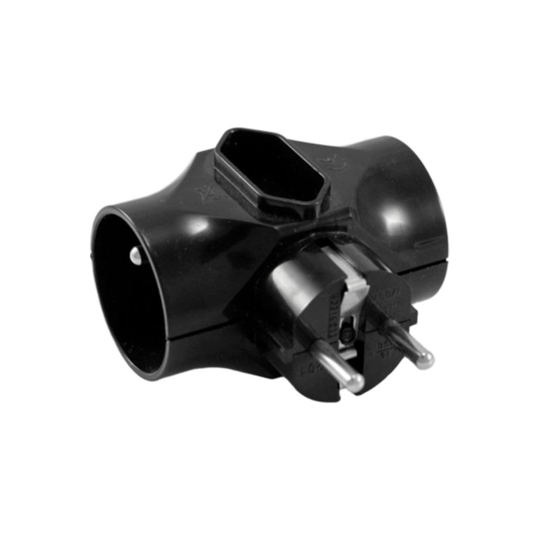 Rozgałęźnik Elgotech 2 x Z/U 16 A i 1 x B/U 2,5 A czarny