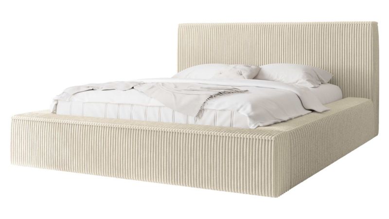 Łóżko tapicerowane MIRJAN 24 z pojemnikiem Glexi Sztruks 160x200 sztruks ecru 1 szt.