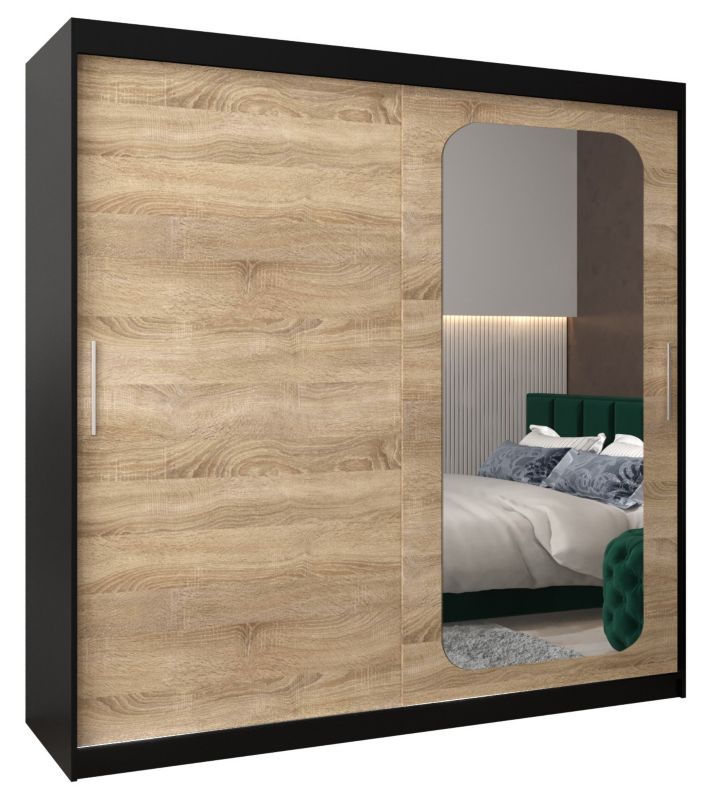 Szafa przesuwna Garderoba Abiks PROMO T2 200 czarny/sonoma 1 szt.