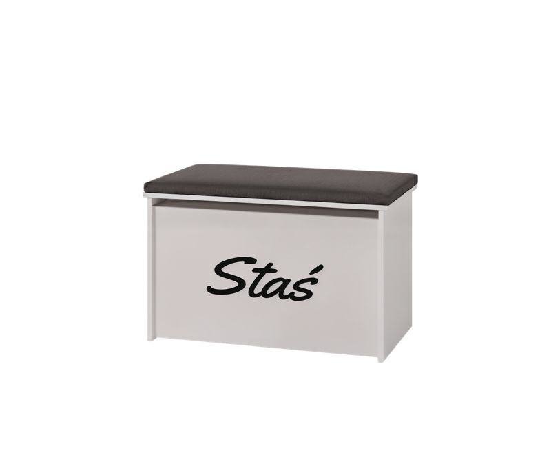 Skrzynia na zabawki Kobi z sziedziskiem i personalizacją Daria grafitowy 1 szt.