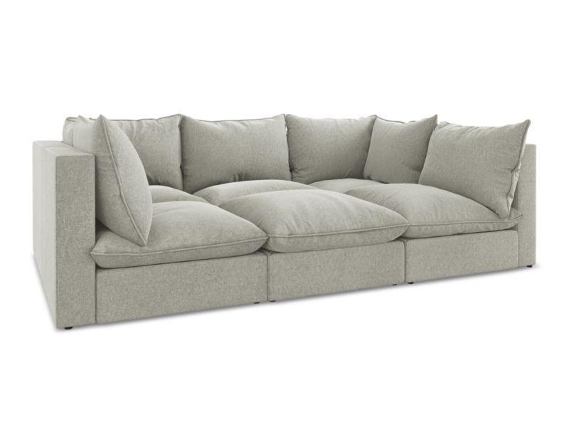 3-osobowa kanapa modułowa LaMiaSofa RAVENNA z tkaniny welwetowej 255x180 cm jasny szary 1 szt.