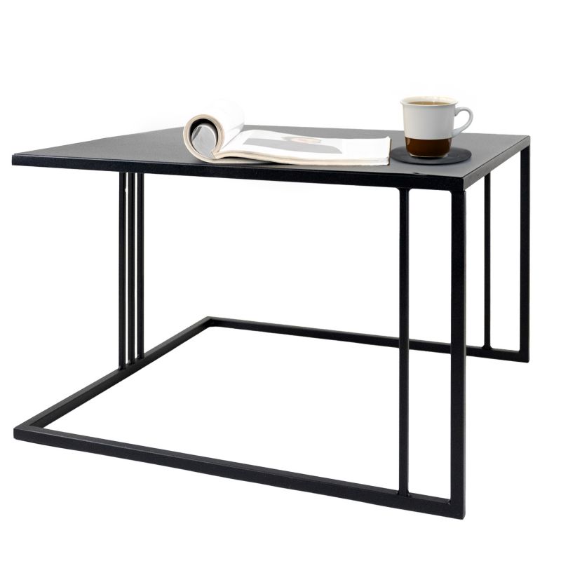 Stolik kawowy pomocniczy 60x60x38 cm Loft e-floor do salonu pokoju czarny 1 szt