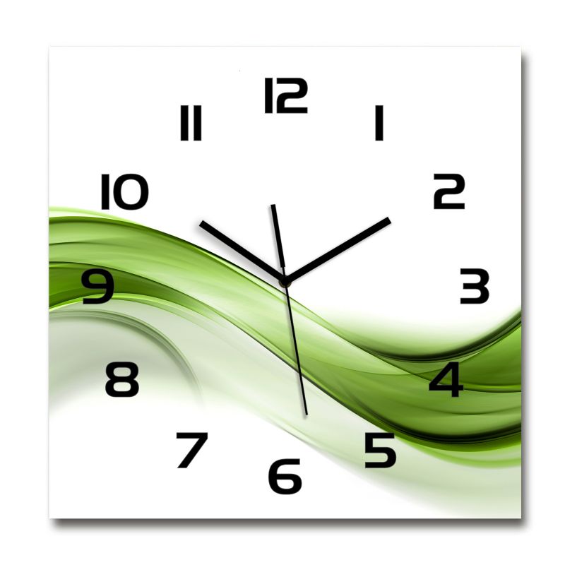 Zegar szklany Tulup Zielona fala czarne wskazówki 30x30 cm cm cichy 1 szt.