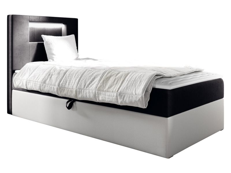 Łóżko kontynentalne MIRJAN 24 Gold Junior 1 80x200, Strona: Lewa biała ekoskóra/czarny 1 szt.