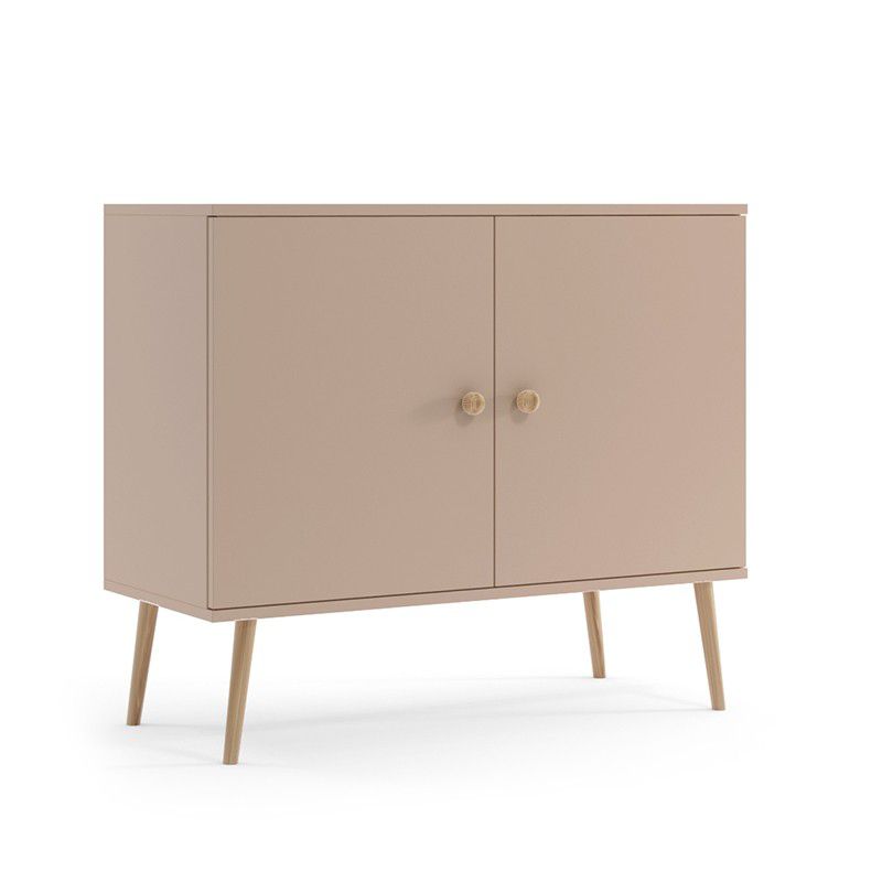 Komoda dwudrzwiowa Bettso Ikon 100 cm ze sznurkowymi uchwytami na wysokich nogach macchiato 1szt.