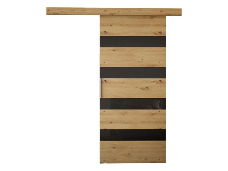 Drzwi przesuwne wewnętrzne MIRJAN 24 Rubi V 70 + samodomykacz artisan + czarny lacobel 1 kpl.