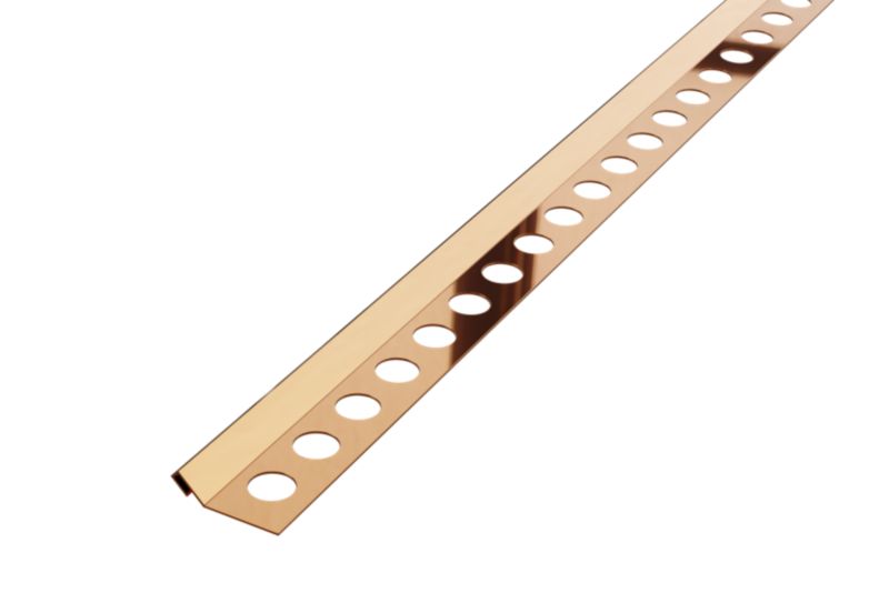 Profil narożny Rs Lambro do płytek ciętych na 45 stopni miedziany połysk 1.4 cm x 270 cm 1 szt.