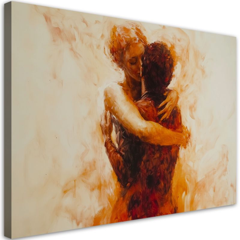 Obraz na płótnie Feeby Zakochana Para Akt Abstrakcja Beżowy 100x70cm 1szt